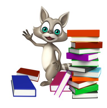 Rakun kitaplarla karakter karikatür 