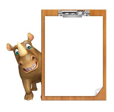 Gergedan sınav pad ile karakter karikatür