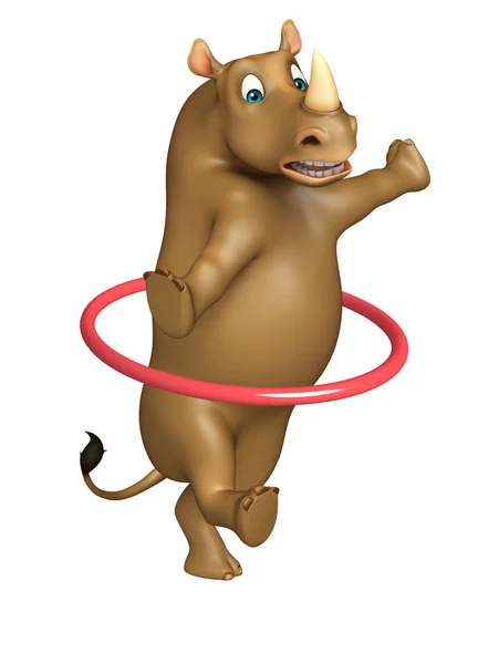 Cute Rhino cartoon character with ring — Stock Photo, Image
