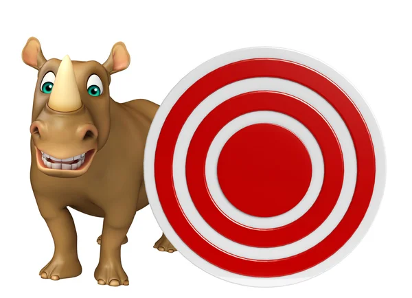 Lindo personaje de dibujos animados Rhino con el objetivo —  Fotos de Stock