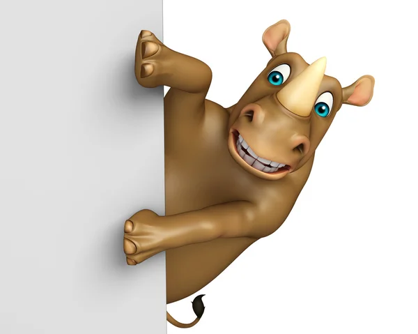 Zabawy Rhino postać z kreskówek z zarządu — Zdjęcie stockowe
