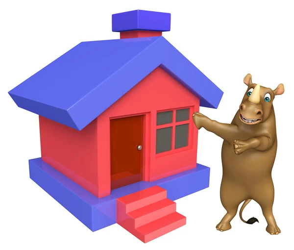 Personaje de dibujos animados Rhino con hogar — Foto de Stock