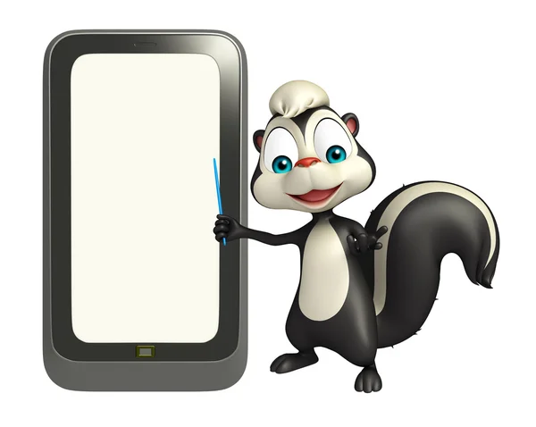Schattig Skunk stripfiguur met mobile — Stockfoto