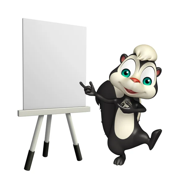 Lindo personaje de dibujos animados Skunk con tablero de caballete — Foto de Stock
