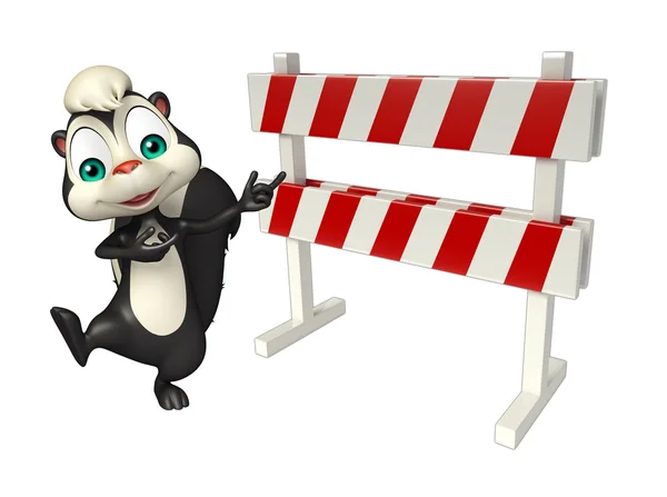 Cute Skunk cartoon character with baracade — Stock Photo, Image