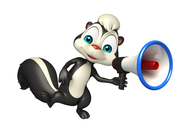 Leuke Skunk stripfiguur met luidspreker — Stockfoto