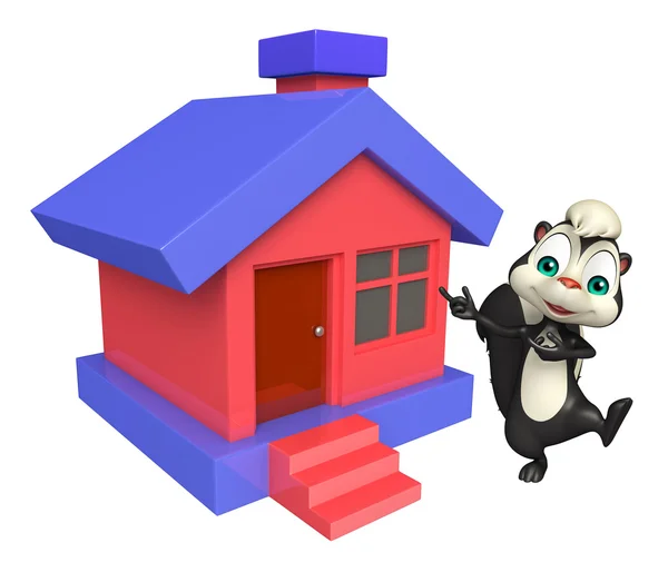 Веселый персонаж мультфильма Сканк с домом — стоковое фото