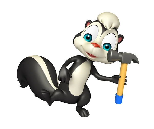Χαριτωμένο χαρακτήρα κινουμένων σχεδίων Skunk με σφυρί — Φωτογραφία Αρχείου