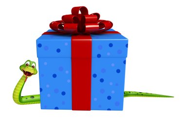 Yılan giftbox ile karakter karikatür