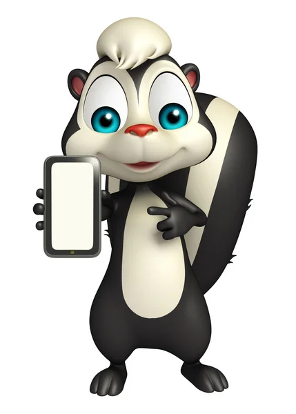 Mignon personnage de bande dessinée Skunk avec mobile — Photo