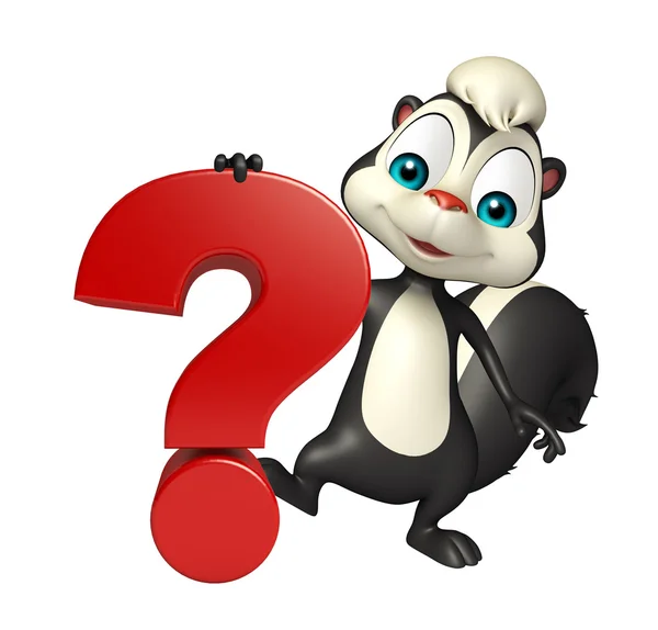 Cute Skunk cartoon character with question sign — Stock Photo, Image