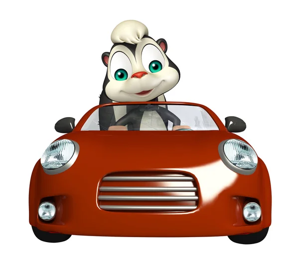 Aranyos Skunk rajzfilmfigura autó — Stock Fotó