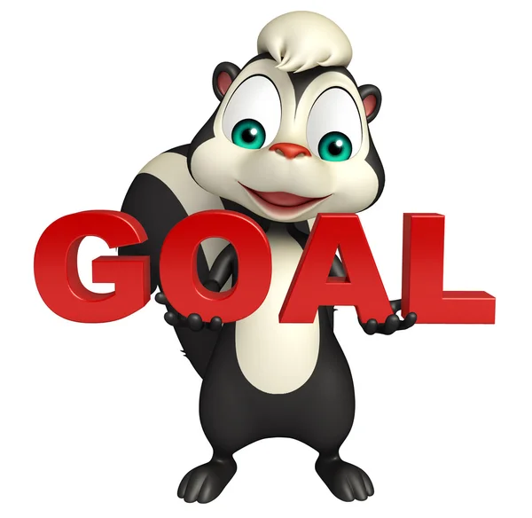 Divertido Skunk personagem de desenho animado com sinal de gol — Fotografia de Stock
