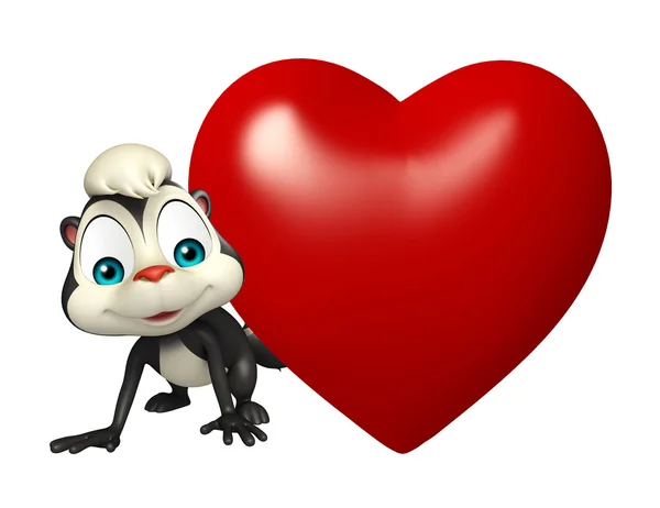 Skunk personaggio dei cartoni animati con cuore — Foto Stock