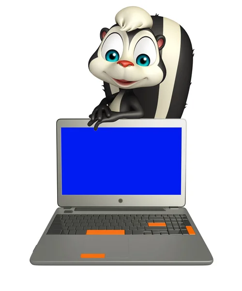 Skunk cartoon character with laptop — Stock Photo, Image