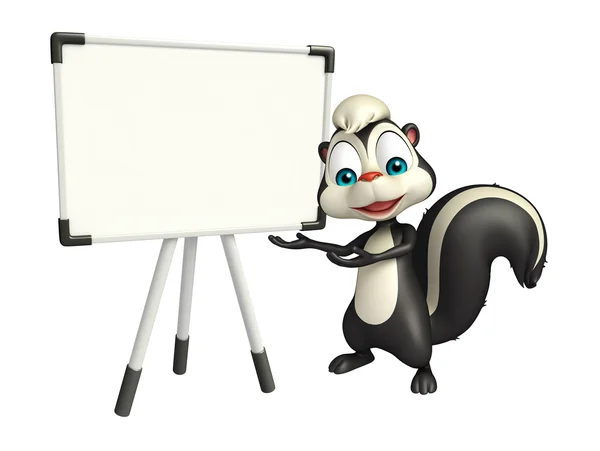 Skunk personaje de dibujos animados con tablero de exhibición — Foto de Stock