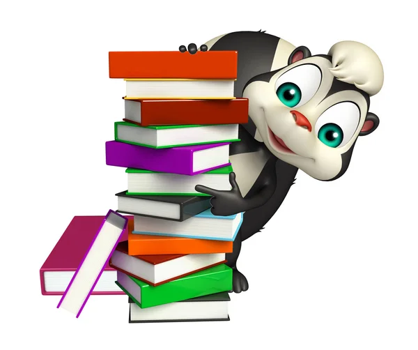 Skunk stripfiguur met boek — Stockfoto