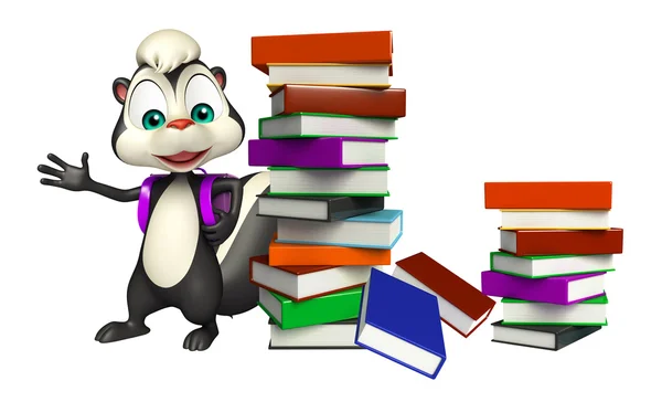 Skunk personnage de dessin animé avec livre — Photo