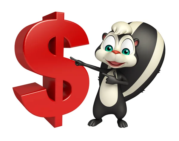 Skunk personnage de bande dessinée avec signe dollar — Photo