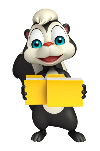 Divertido personaje de dibujos animados Skunk con carpeta —  Fotos de Stock