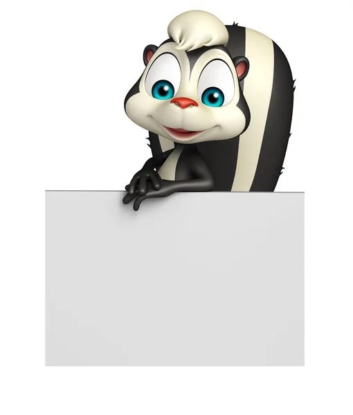 Personagem de desenho animado Skunk com placa de exibição — Fotografia de Stock