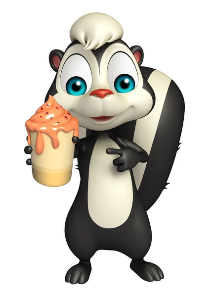 Lindo personaje de dibujos animados Skunk con helado — Foto de Stock
