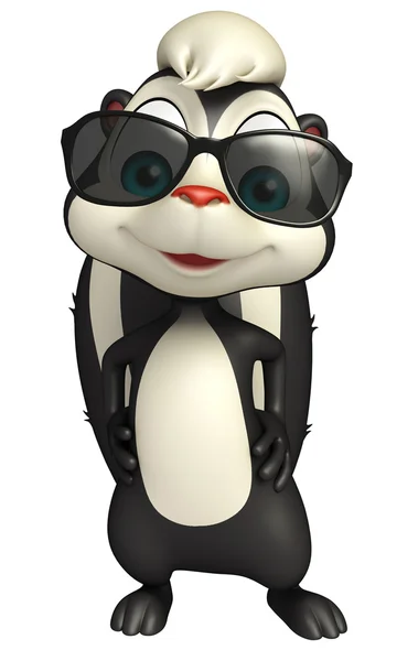 Personagem de desenho animado Skunk com vidro solar — Fotografia de Stock