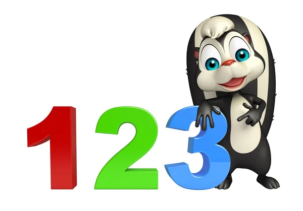 Skunk personaggio dei cartoni animati con 123 segno — Foto Stock
