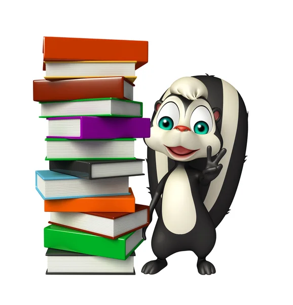 Skunk personaggio dei cartoni animati con libro — Foto Stock