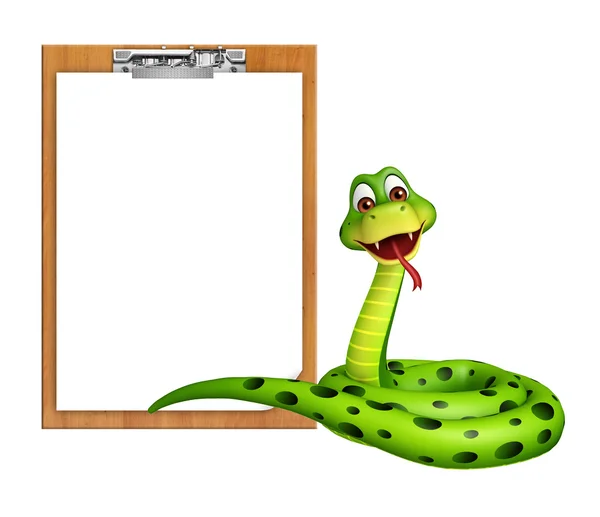 Personagem de desenho animado serpente com almofada de exame — Fotografia de Stock