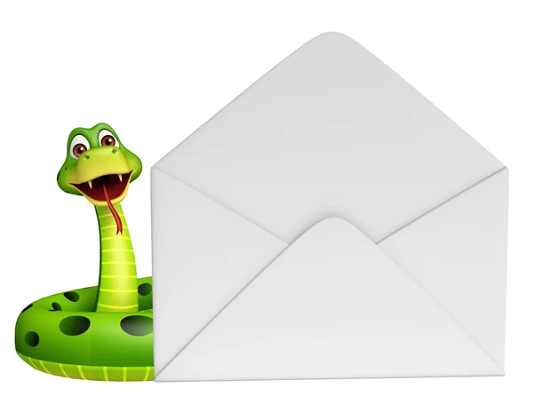 Cute Snake cartoon character with mail — Stock Photo, Image