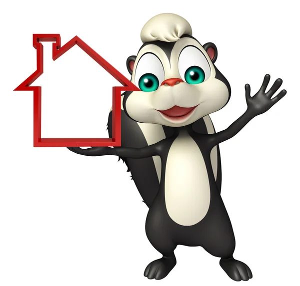 Divertido personaje de dibujos animados Skunk con signo de inicio — Foto de Stock