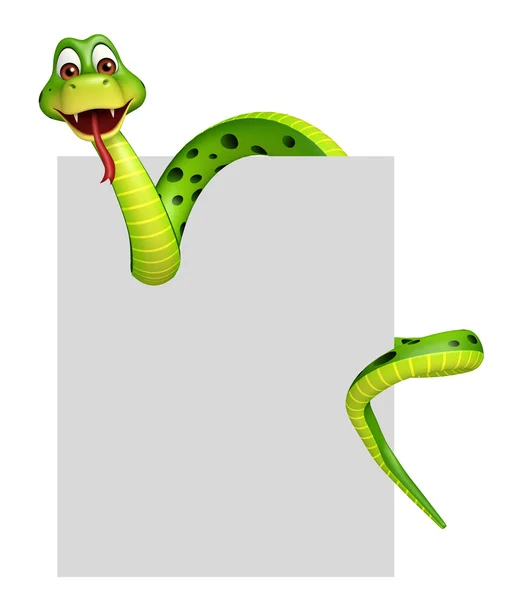 Divertido personaje de dibujos animados de serpiente con tablero — Foto de Stock