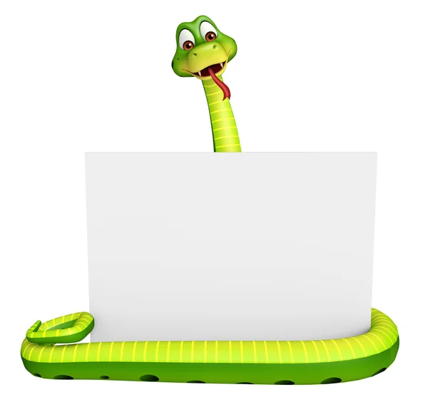 Fun Snake cartoon character with board — Stock Photo, Image