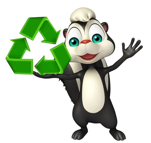 Tchoř kreslená postava s recykl — Stock fotografie