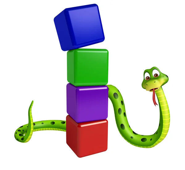 Cute Snake cartoon character with level sign — Stock Photo, Image