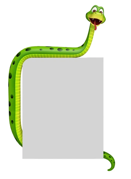 Fun Snake cartoon character with board — Stock Photo, Image