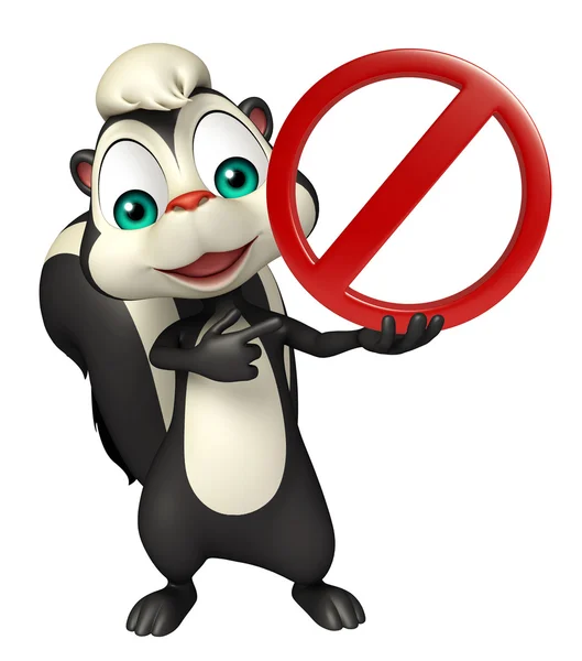 Fun Skunk cartoon character with stop sign — Stock Photo, Image