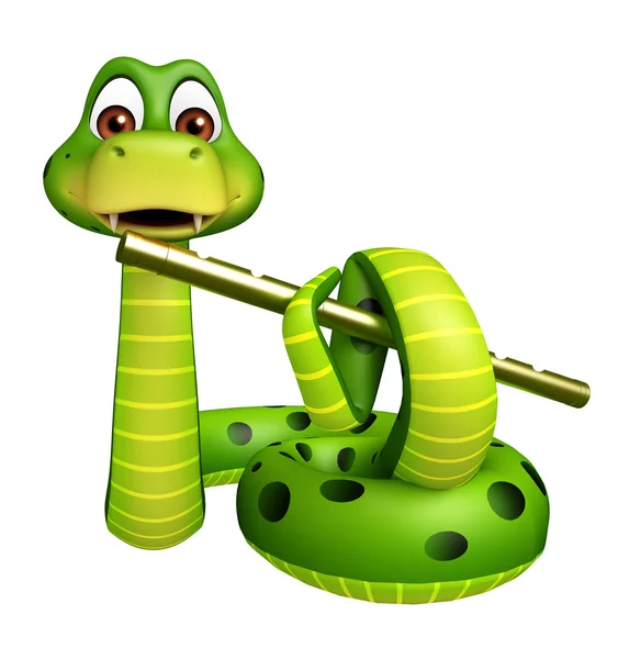 Yılan flüt ile karakter karikatür — Stok fotoğraf
