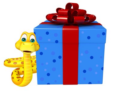 Yılan giftbox ile karakter karikatür 