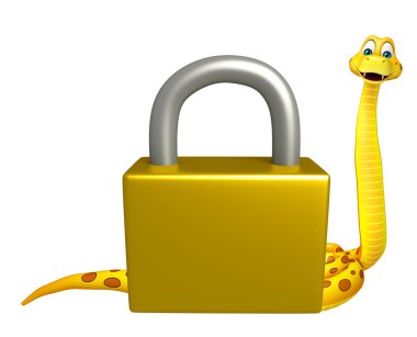 sevimli yılan kilit ile karakter karikatür  