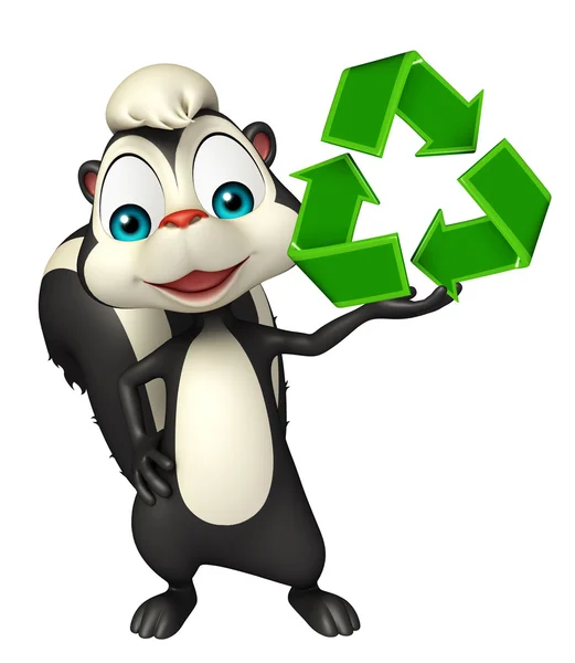 Personagem de desenho animado Skunk com reciclagem — Fotografia de Stock