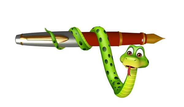Милий персонаж мультфільму Змії з ручкою — стокове фото