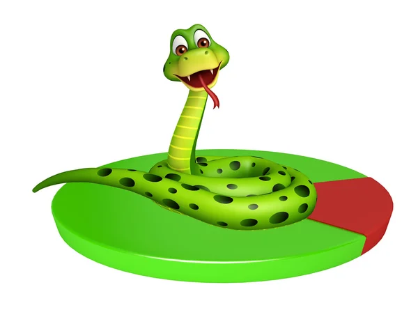 Divertido personaje de dibujos animados de serpiente con signo de círculo — Foto de Stock