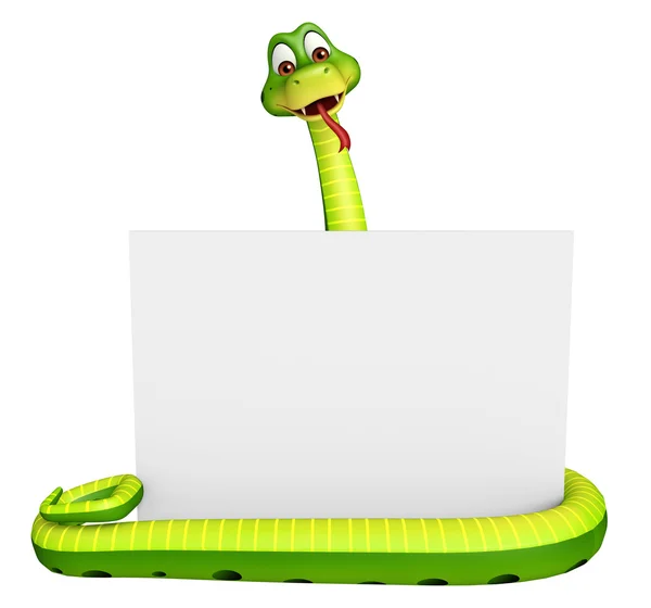 Fun Snake cartoon character with board — Stock Photo, Image
