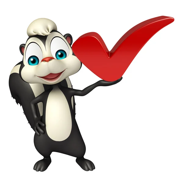 Skunk cartoon character  with right sign — Stock Photo, Image