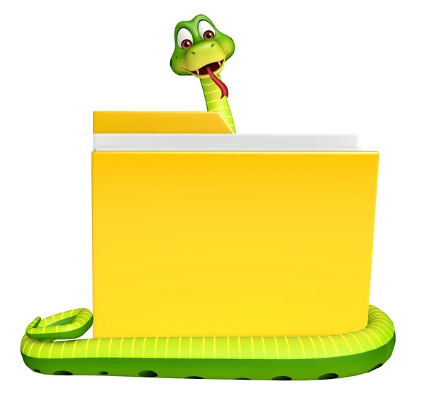 Fun Snake cartoon character with folder — Stock Photo, Image
