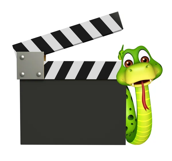 Karakter kartun Snake lucu dengan clapboard — Stok Foto