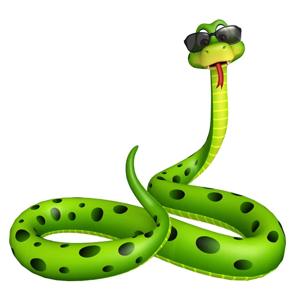 Snake cartoon karaktär med solglasögon — Stockfoto