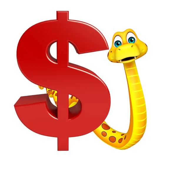 Cobra bonito personagem de desenho animado com sinal de dólar — Fotografia de Stock